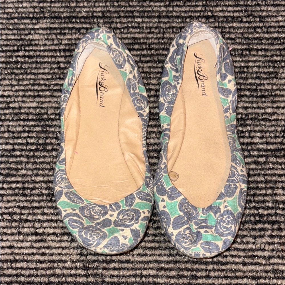 Lucky Brand Blue and Green Floral Flats